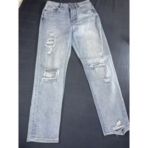 American Eagle High-Rise Mom Jeans Size 0, Short, Ripped, Tattered, Stretch
